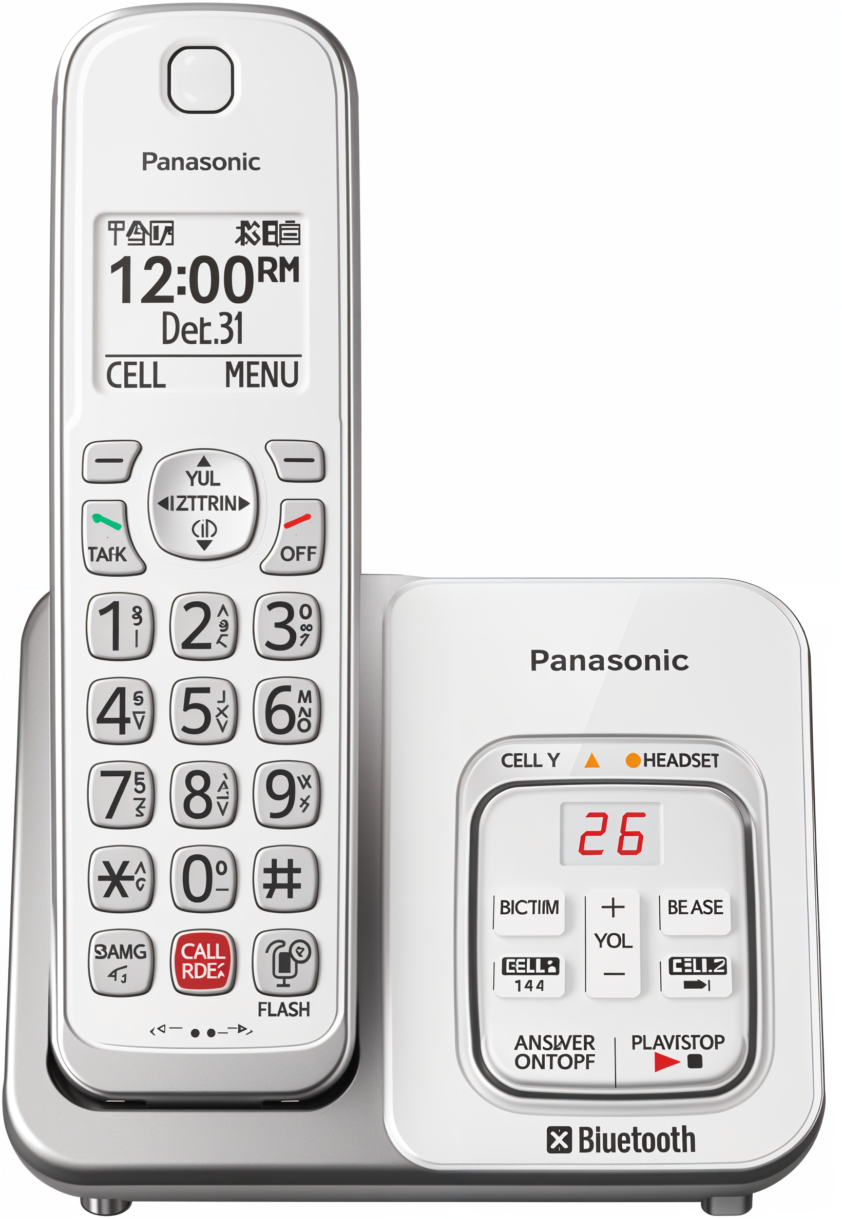 Panasonic White Home Office Cordless Phone with Bluetooth Digital Answer Machine Caller ID