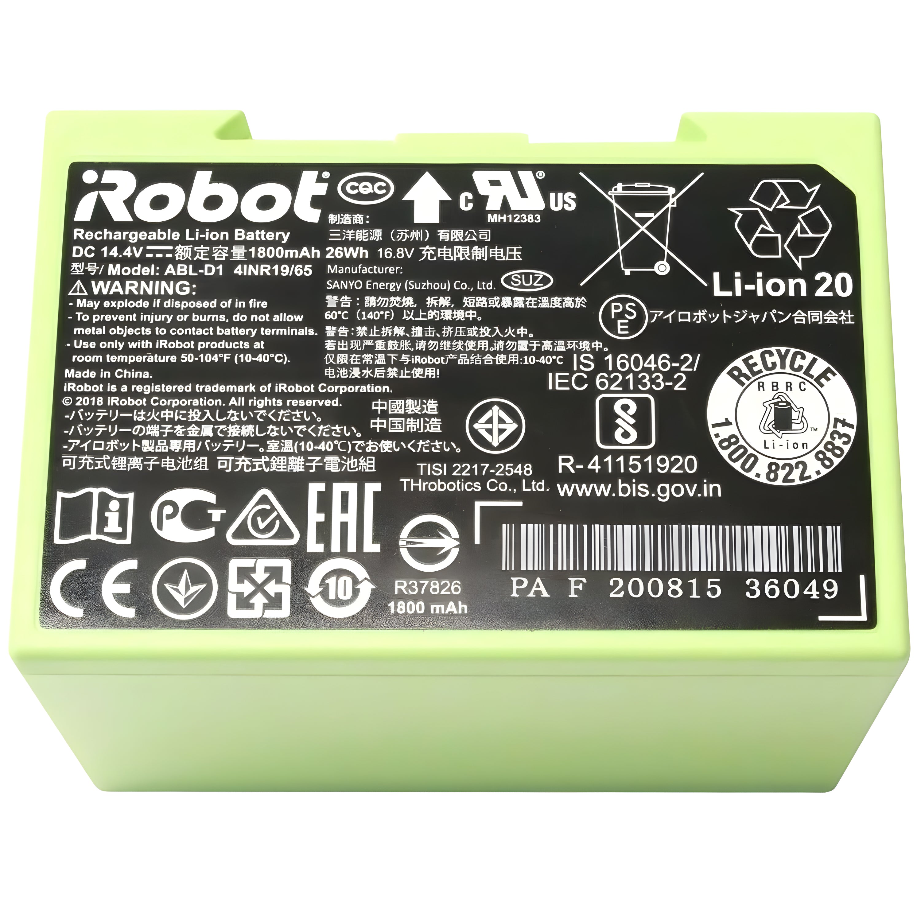 Roomba ABL-D1 Battery Pack for Roomba e5 e6 I7 i7+ i8 ABL-D1 4INR-19/65 Vacuum