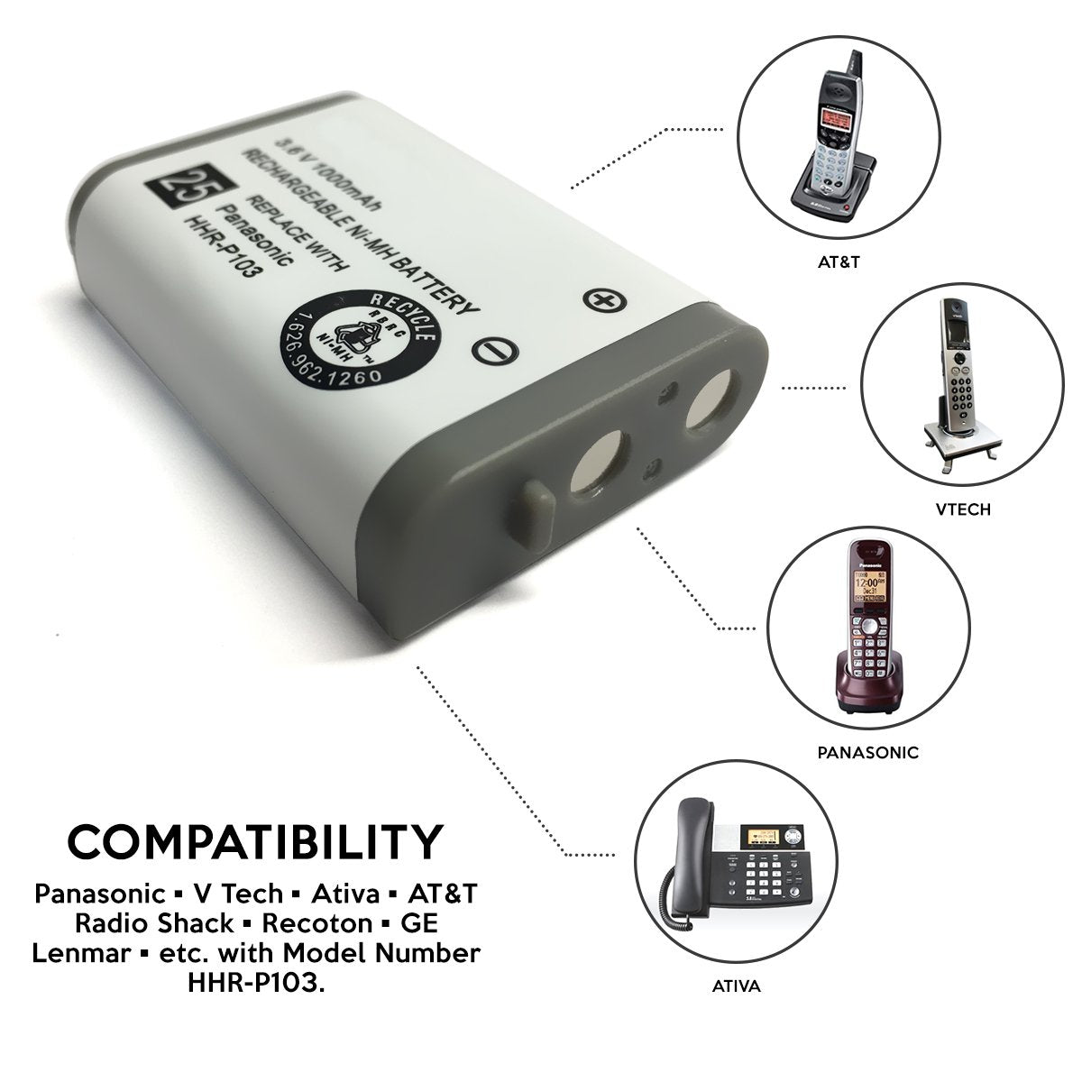 Replacement 23-906 Cordless Phone Battery