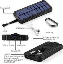 Solar Power Bank with Dual USB Ports