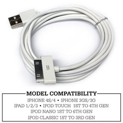 USB Charger Cable for Old Classic iPhone 3 4 4S iPod 1 2 3 4 Generation iPad 2nd 3rd